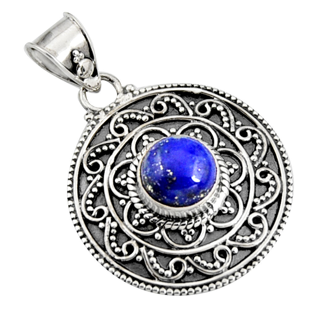 3.02cts natural blue lapis lazuli 925 sterling silver pendant jewelry r9349