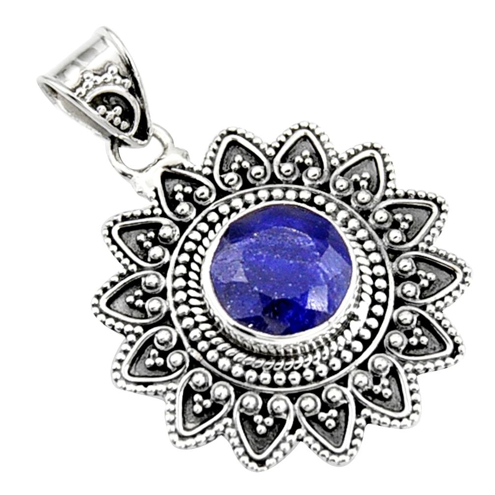 5.42cts natural blue sapphire 925 sterling silver pendant jewelry r9361