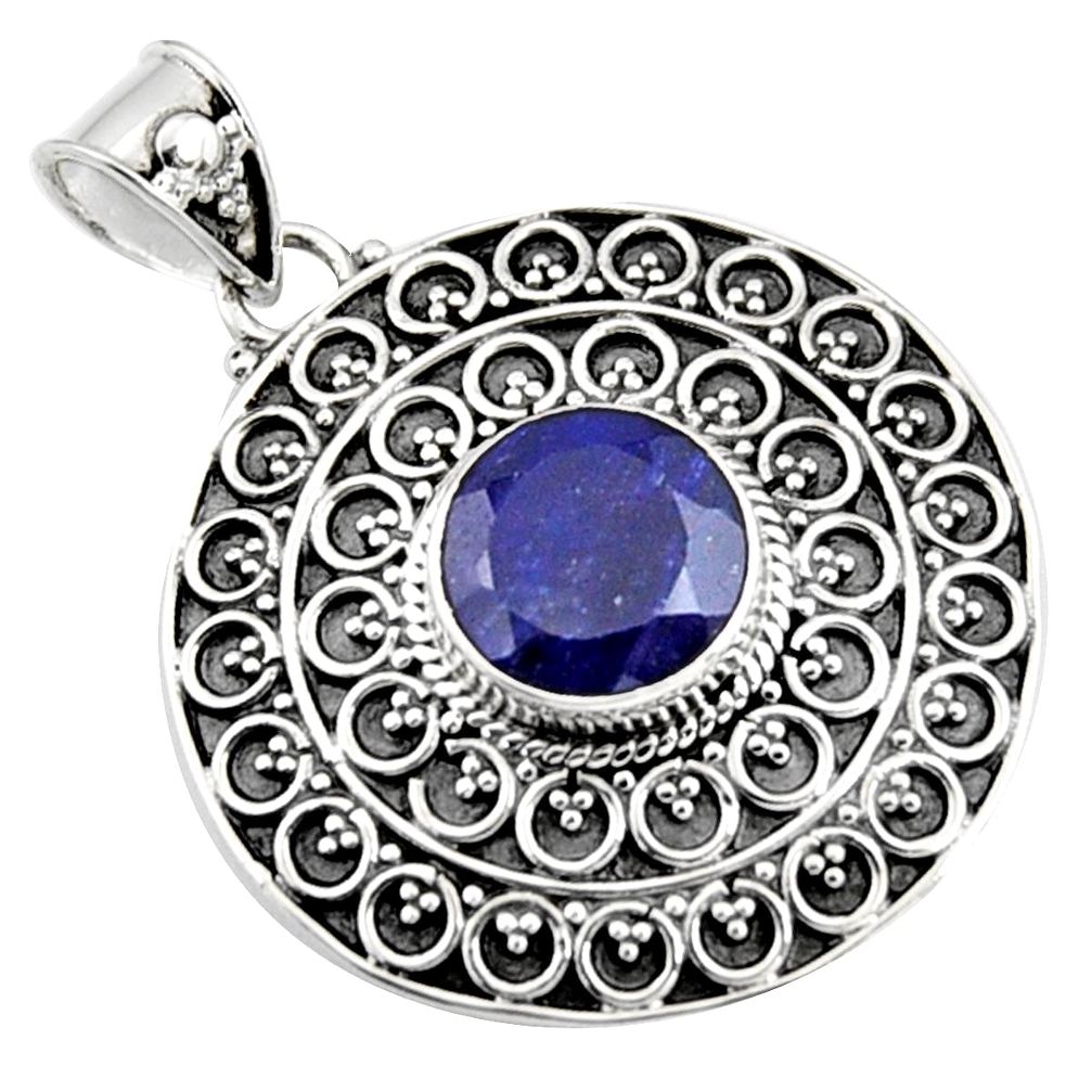 5.08cts natural blue sapphire 925 sterling silver pendant jewelry r9362