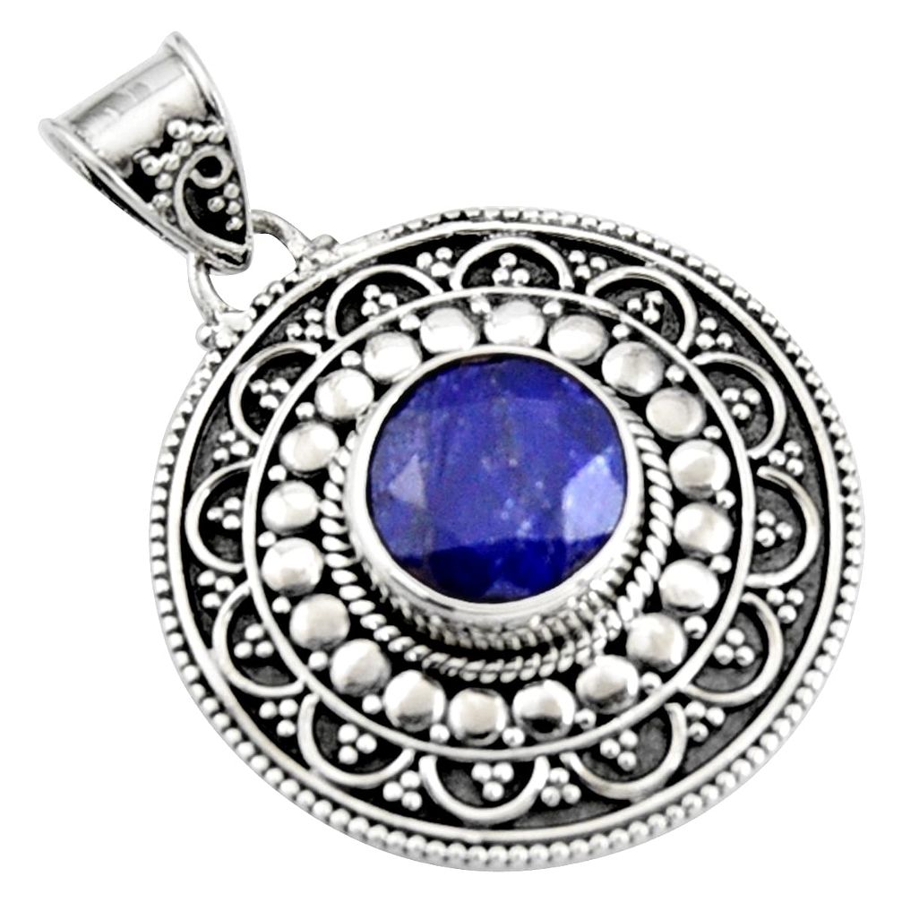 5.43cts natural blue sapphire 925 sterling silver pendant jewelry r9363