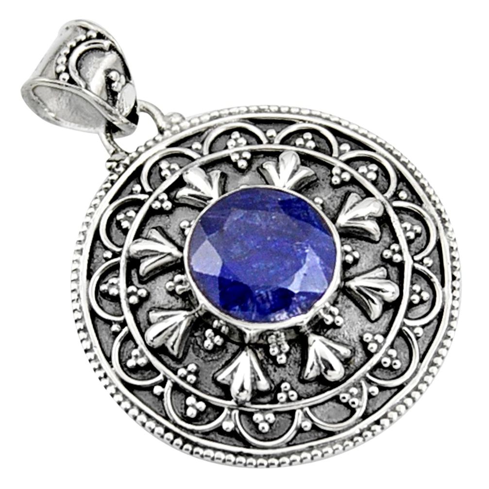 5.42cts natural blue sapphire 925 sterling silver pendant jewelry r9365