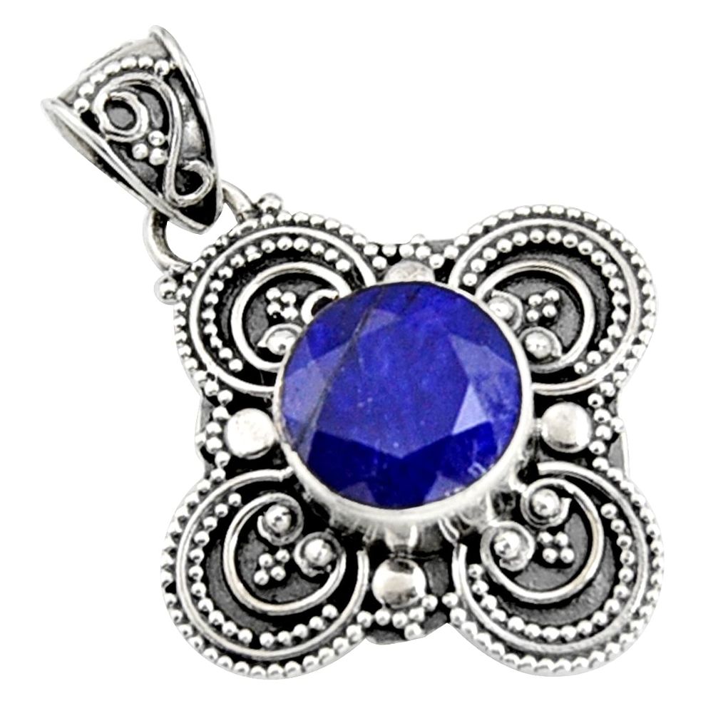 5.53cts natural blue sapphire 925 sterling silver pendant jewelry r9368
