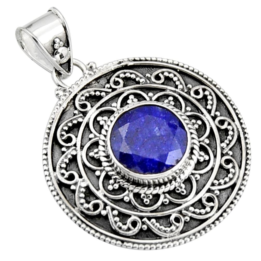 5.43cts natural blue sapphire 925 sterling silver pendant jewelry r9369