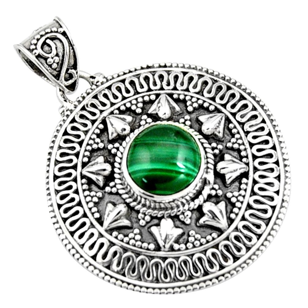 4.68cts natural green malachite (pilot's stone) 925 silver pendant jewelry r9377