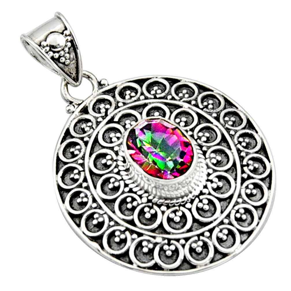 3.35cts multi color rainbow topaz 925 sterling silver pendant jewelry r9398