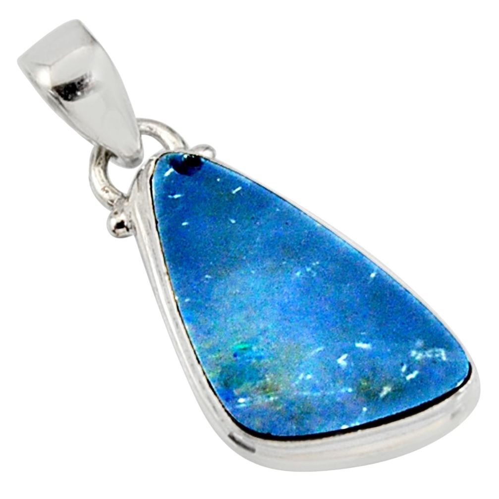 6.22cts natural blue doublet opal australian 925 sterling silver pendant r9706