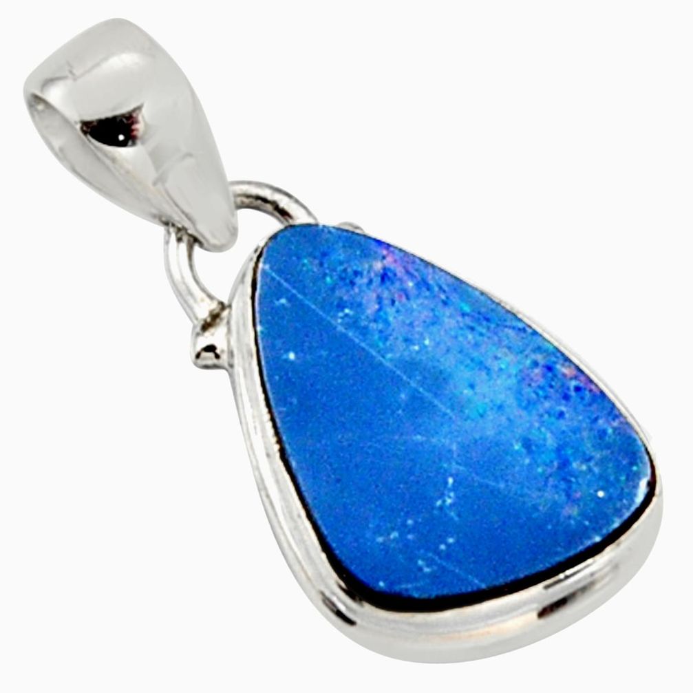 5.13cts natural blue doublet opal australian 925 sterling silver pendant r9722