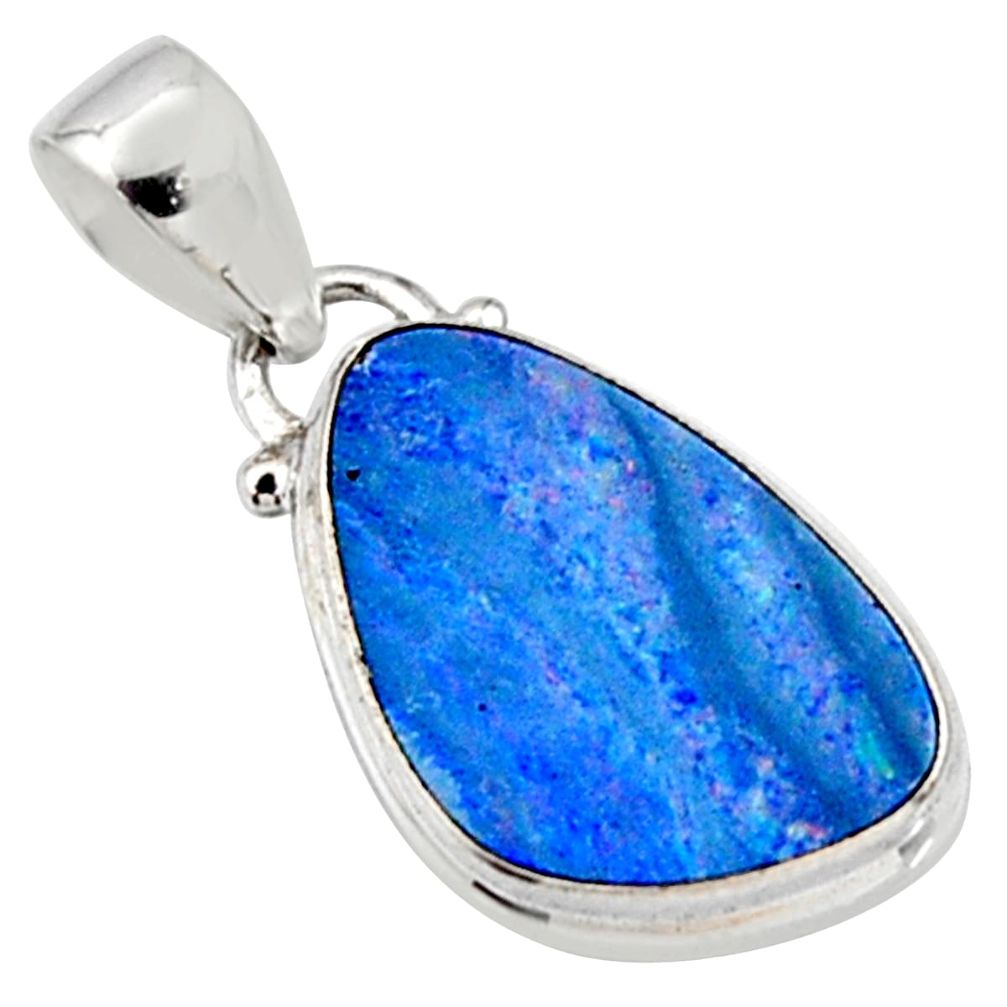 5.54cts natural blue doublet opal australian 925 sterling silver pendant r9732