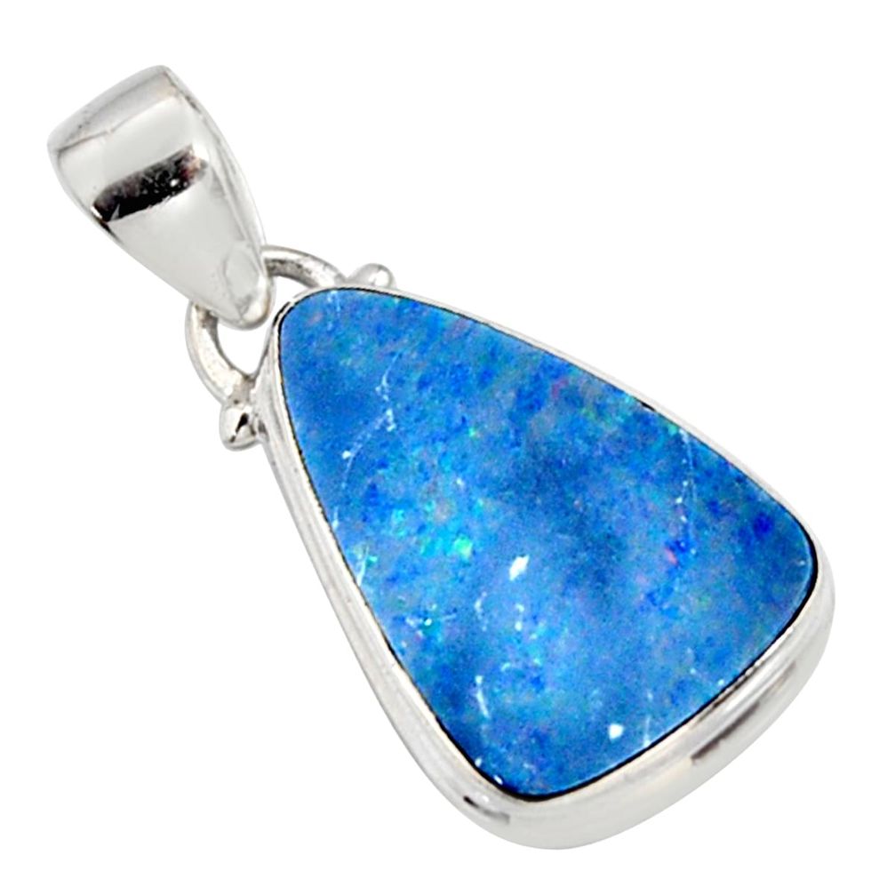 925 sterling silver 7.24cts natural blue doublet opal australian pendant r9739