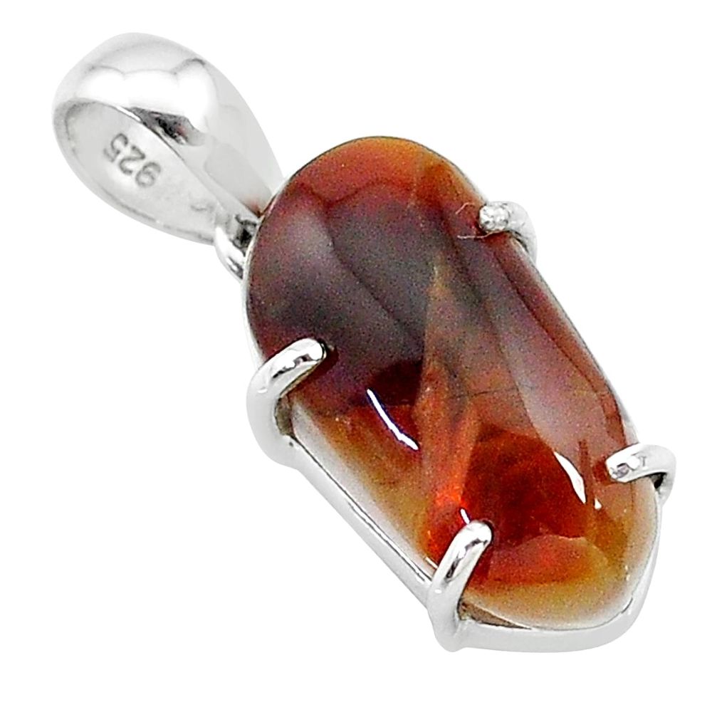 10.65cts natural multi color mexican fire agate 925 silver pendant t20682