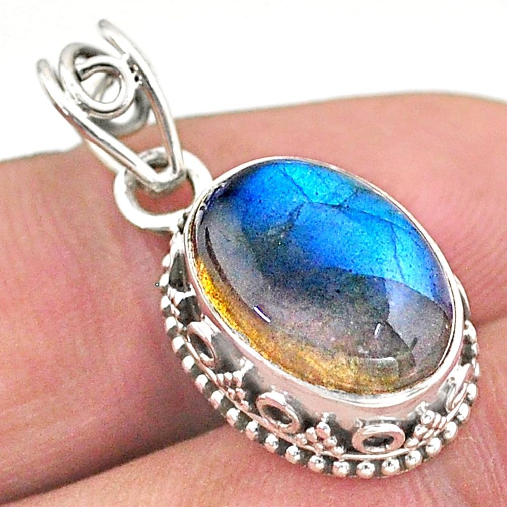 6.29cts natural blue labradorite 925 sterling silver pendant jewelry t46714