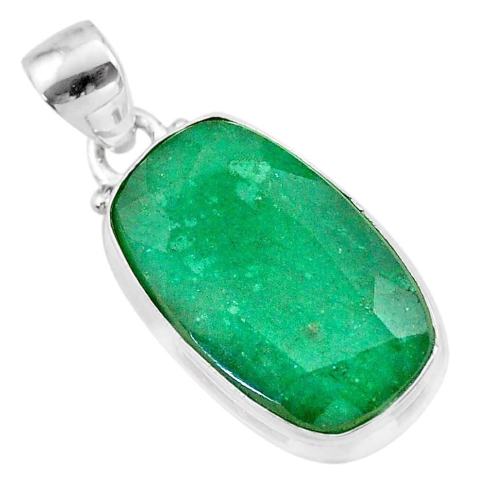 925 sterling silver 12.60cts natural green emerald pendant jewelry t47206