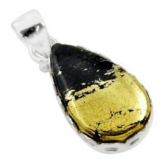 925 silver 10.65cts natural pyrite in magnetite (healer's gold) pendant t77780