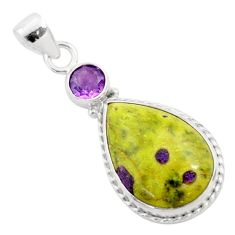 15.65cts natural atlantisite stichtite-serpentine amethyst silver pendant t77809
