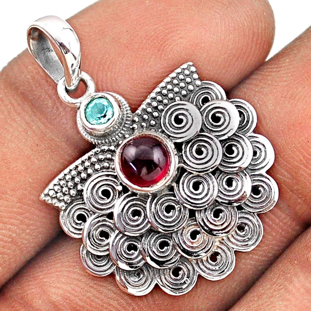 1.56cts natural red garnet topaz 925 sterling silver pendant jewelry t86902