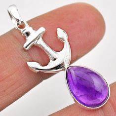 925 silver 5.22cts anchor charm natural purple amethyst pear pendant t89244