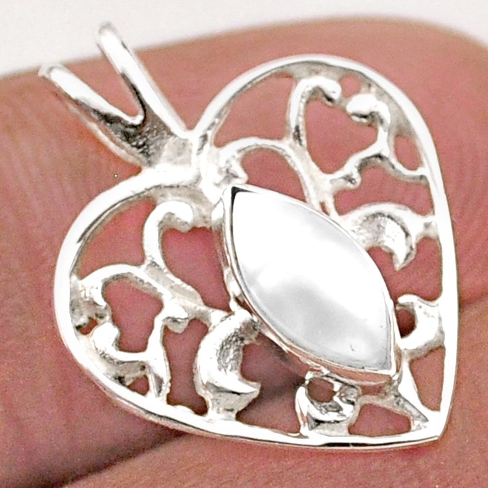 1.84cts natural white pearl 925 silver fleur-de-lis pendant jewelry t89485