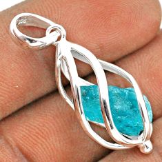 925 sterling silver 5.22cts cage natural blue apatite rough pendant t89989