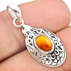 1.79cts natural brown tiger's eye 925 sterling silver pendant jewelry u17682