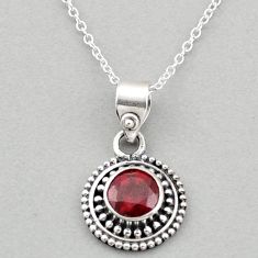 2.53cts natural red garnet 925 sterling silver 18' chain pendant necklace u5281