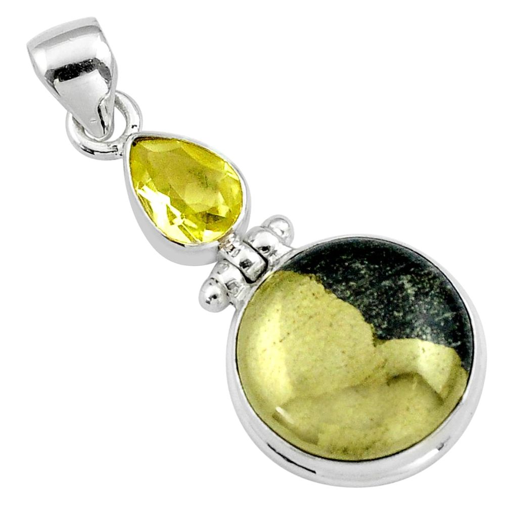 20.86cts natural pyrite in magnetite (healer's gold) topaz silver pendant u8010