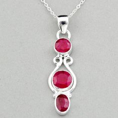 5.34cts natural red ruby 925 sterling silver 18' chain pendant jewelry u8324