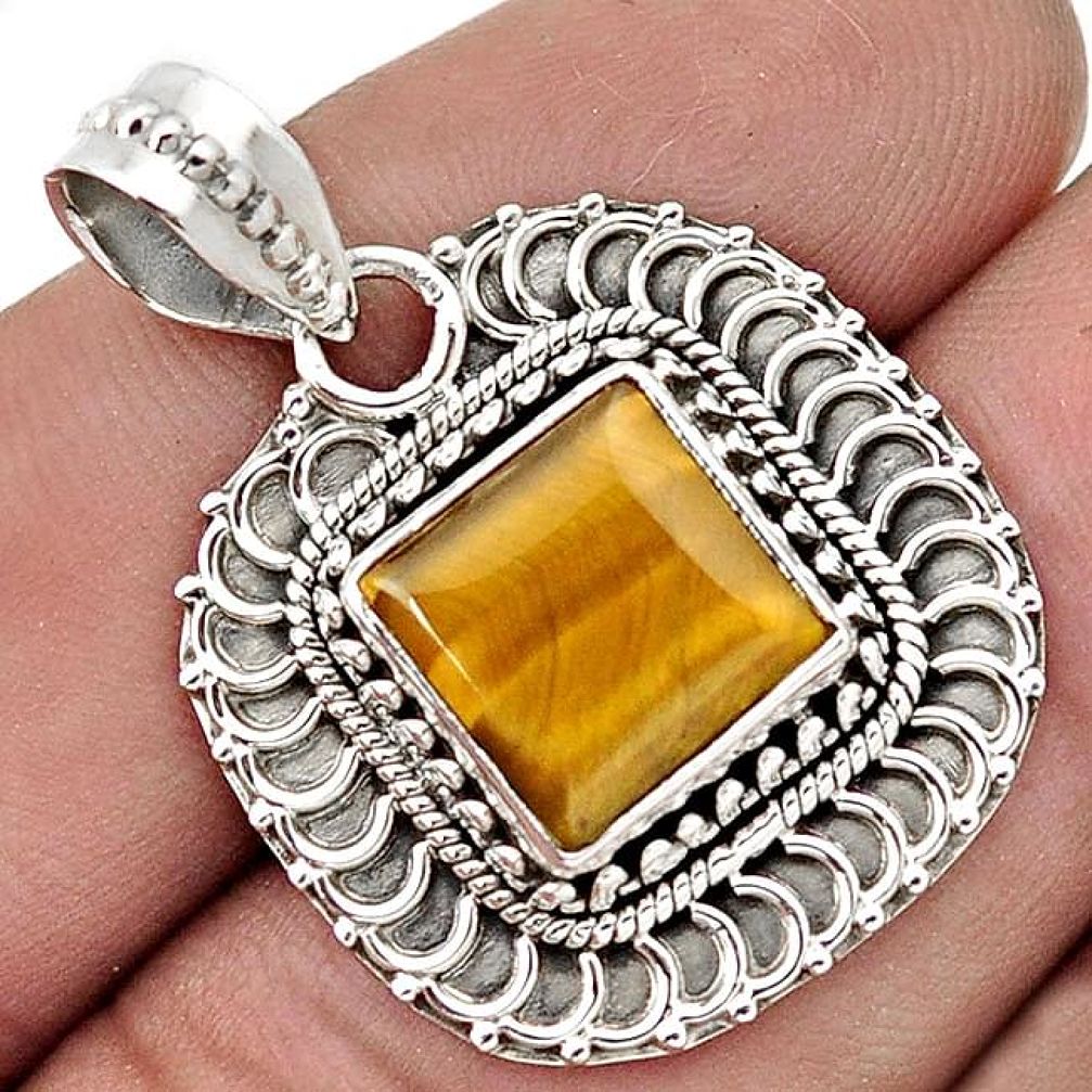 AWESOME NATURAL BROWN TIGERS EYE 925 STERLING SILVER PENDANT JEWELRY G91530