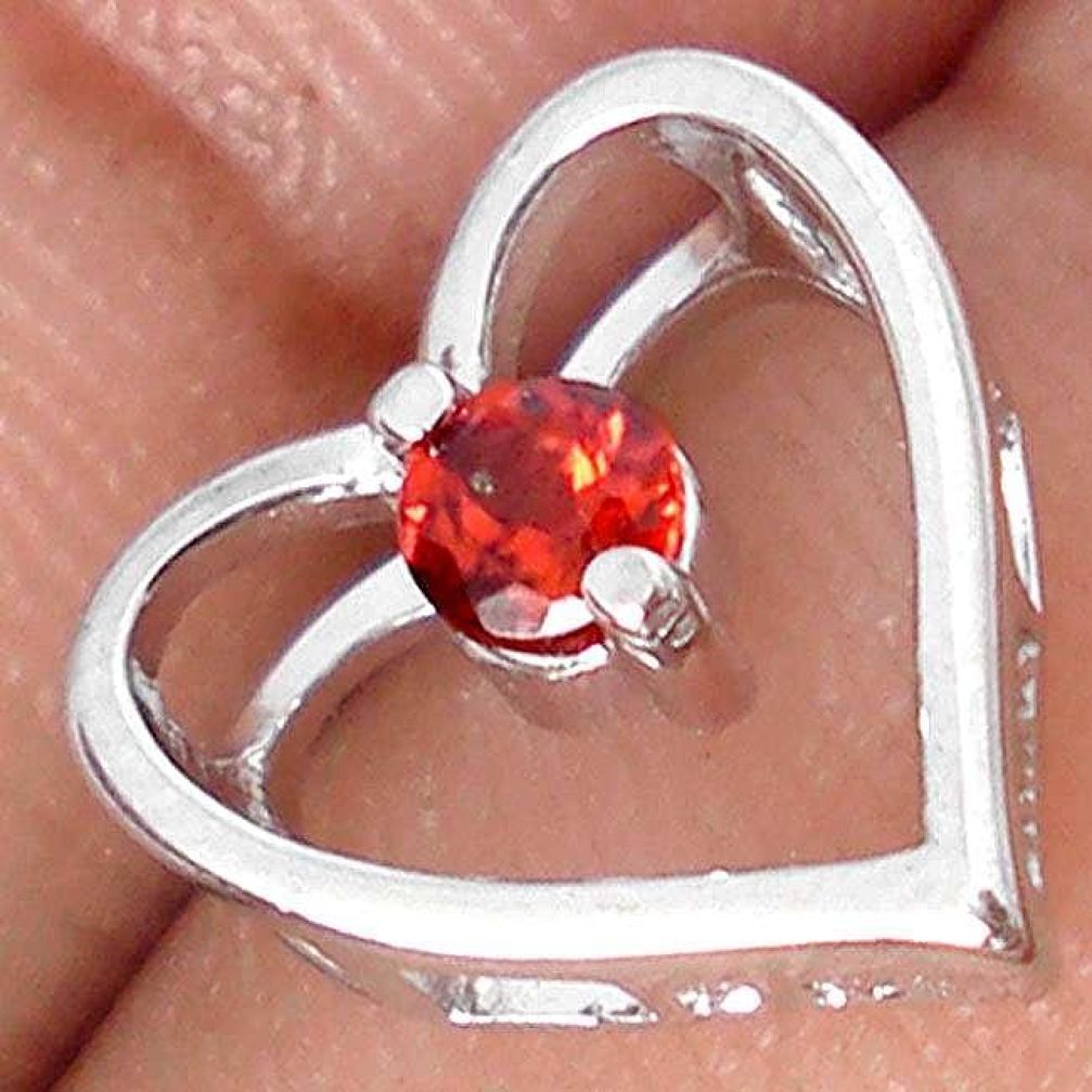 AWESOME NATURAL RED RHODOLITE 925 STERLING SILVER HEART PENDANT JEWELRY H19973