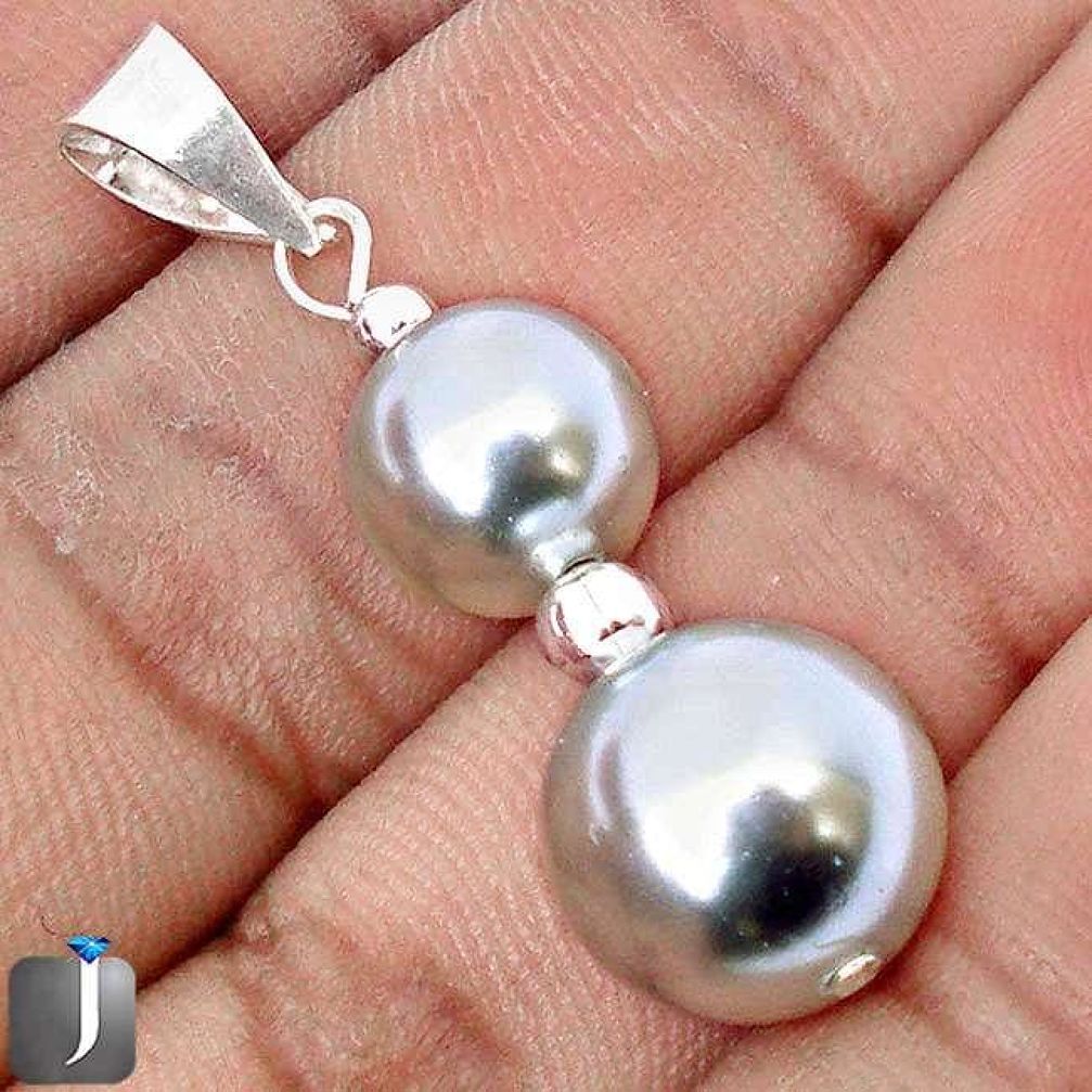 17.48cts AWESOME NATURAL SILVER PEARL 925 STERLING SILVER PENDANT JEWELRY G70320