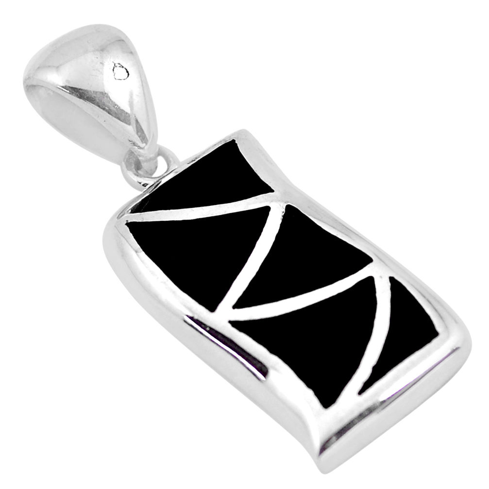 8.02gms black onyx enamel 925 sterling silver pendant jewelry c3077