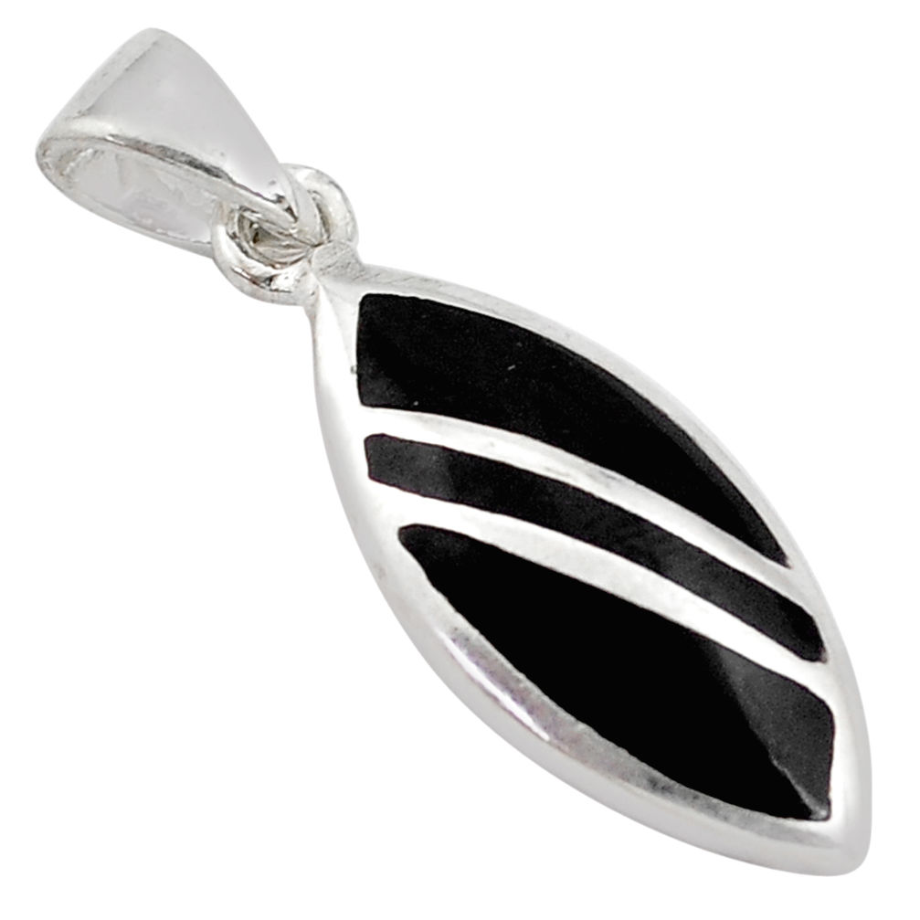 3.48gms black onyx enamel 925 sterling silver pendant jewelry c4447