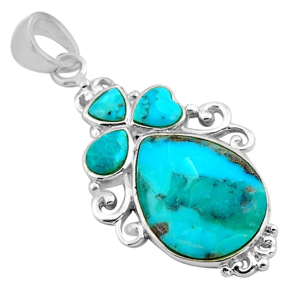 8.73cts blue arizona mohave turquoise 925 sterling silver pendant jewelry c4826