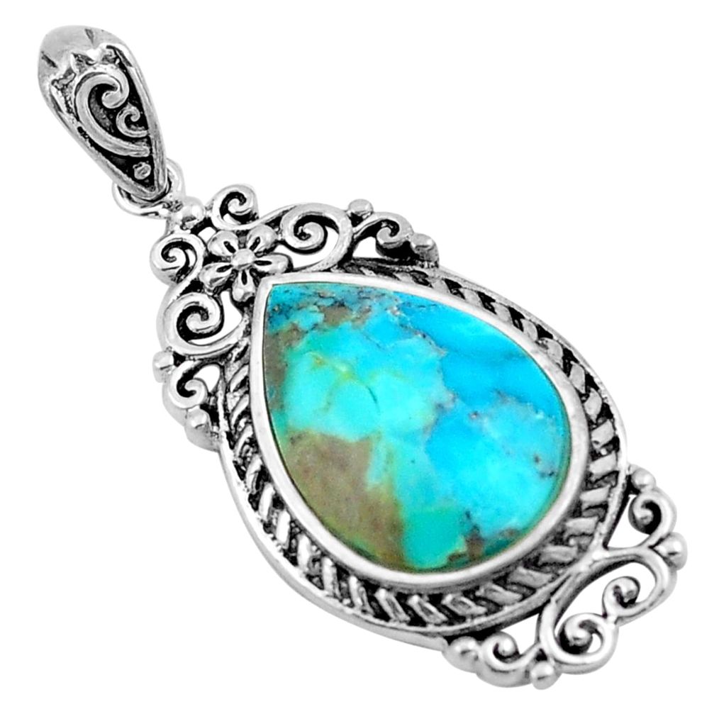9.16cts blue arizona mohave turquoise 925 sterling silver pendant jewelry c4838