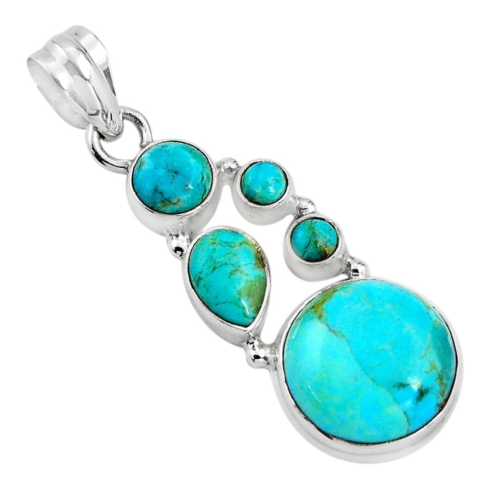 15.39cts blue arizona mohave turquoise 925 sterling silver pendant p89165