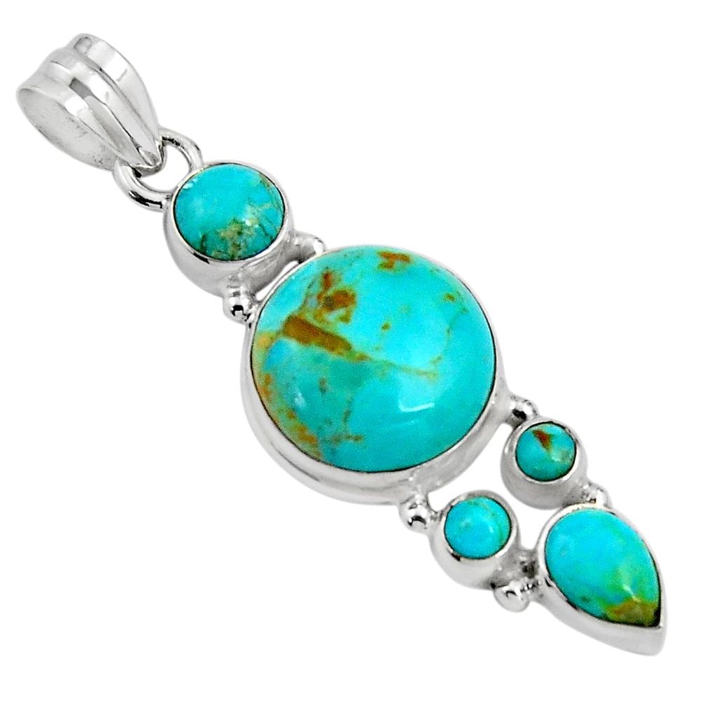 16.67cts blue arizona mohave turquoise 925 sterling silver pendant p89166