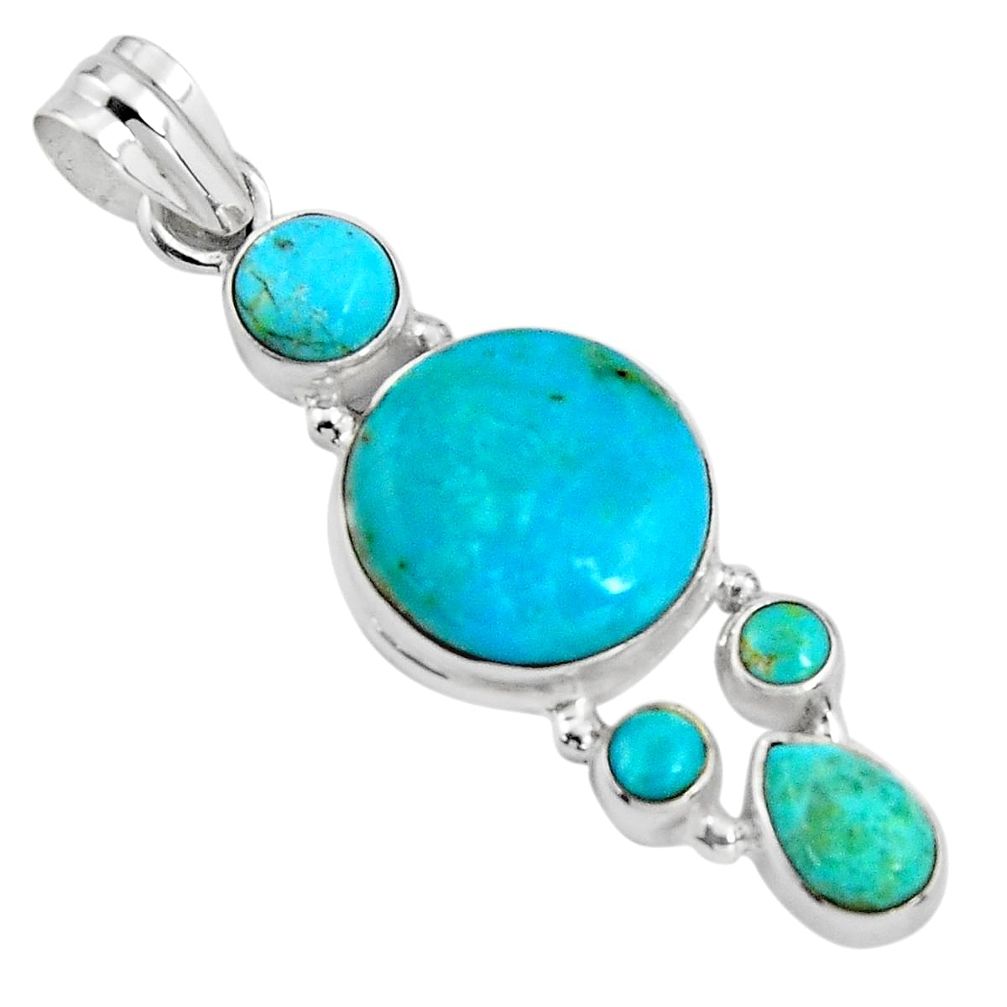 15.85cts blue arizona mohave turquoise 925 sterling silver pendant p89169