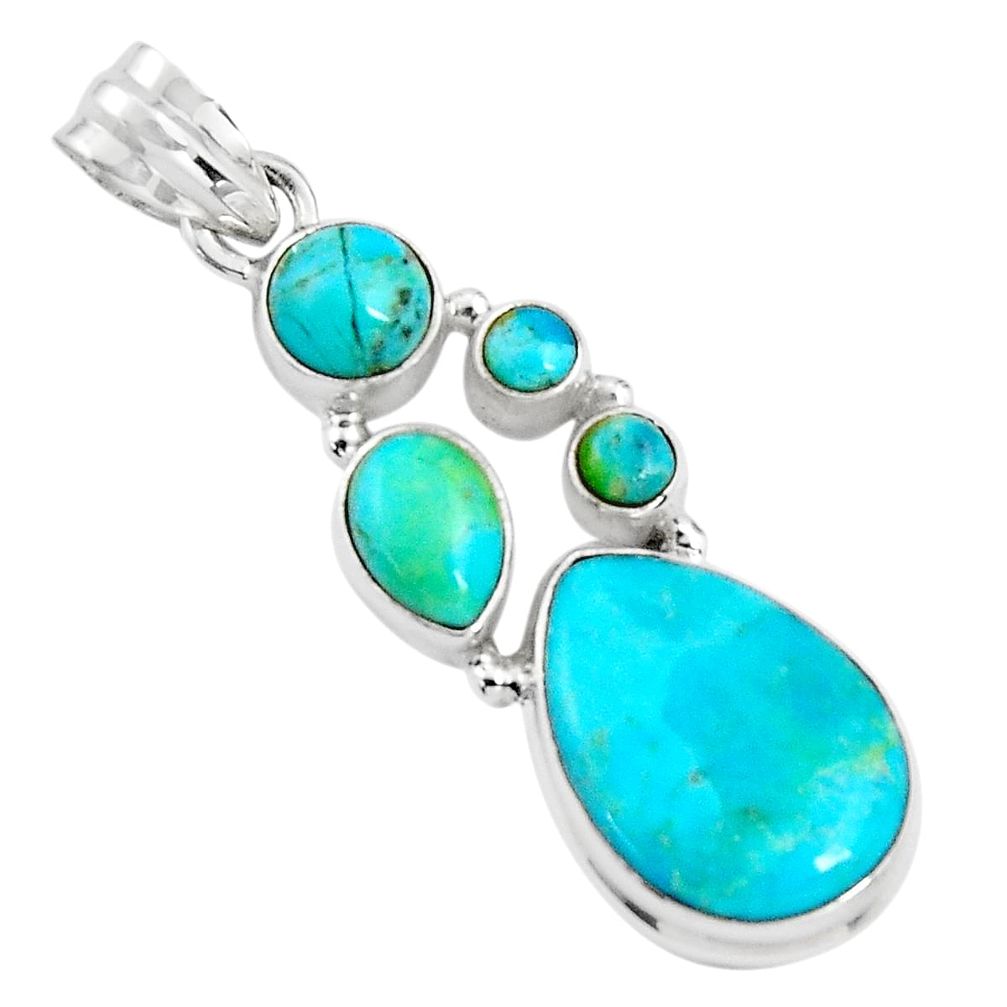 17.55cts blue arizona mohave turquoise 925 sterling silver pendant p89170