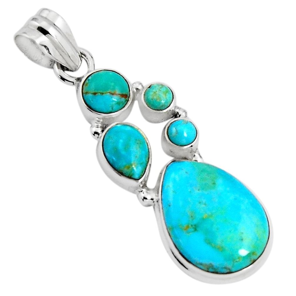 18.15cts blue arizona mohave turquoise 925 sterling silver pendant p89176