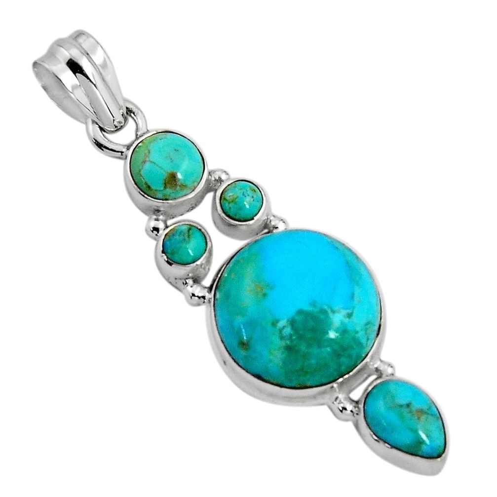 17.20cts blue arizona mohave turquoise 925 sterling silver pendant p89177