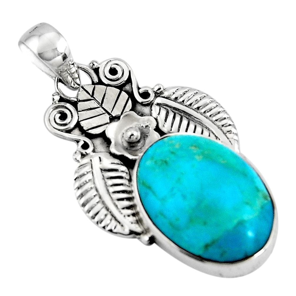 13.15cts blue arizona mohave turquoise 925 sterling silver pendant p90261