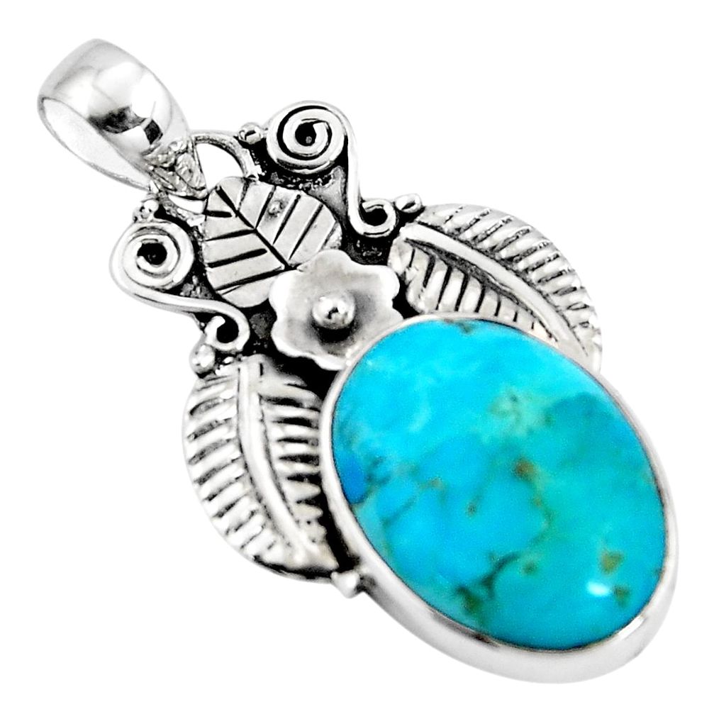 14.72cts blue arizona mohave turquoise 925 sterling silver pendant p90262