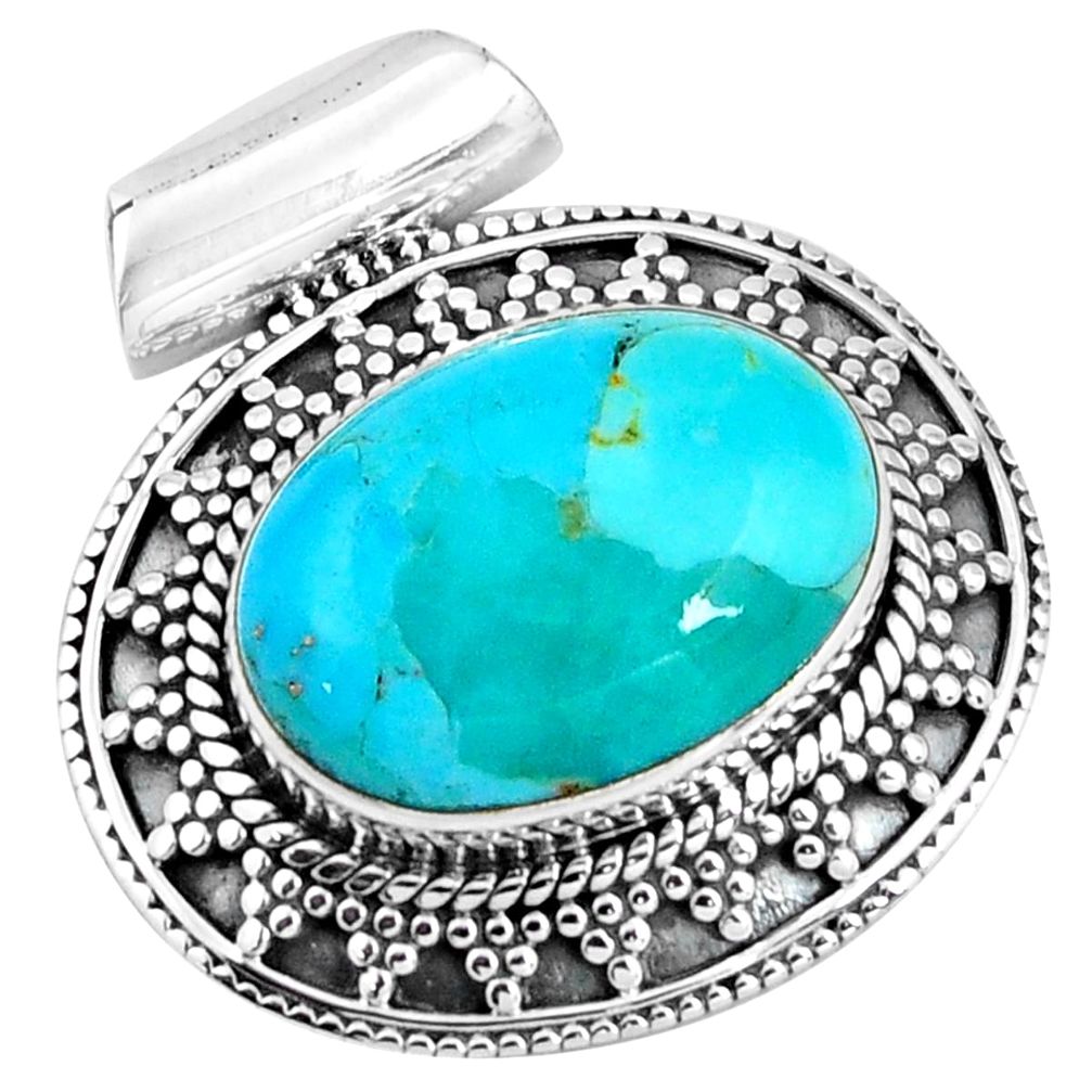 13.79cts blue arizona mohave turquoise 925 sterling silver pendant p90281