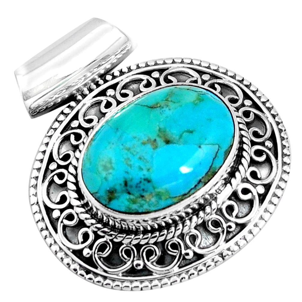 13.46cts blue arizona mohave turquoise 925 sterling silver pendant p90285