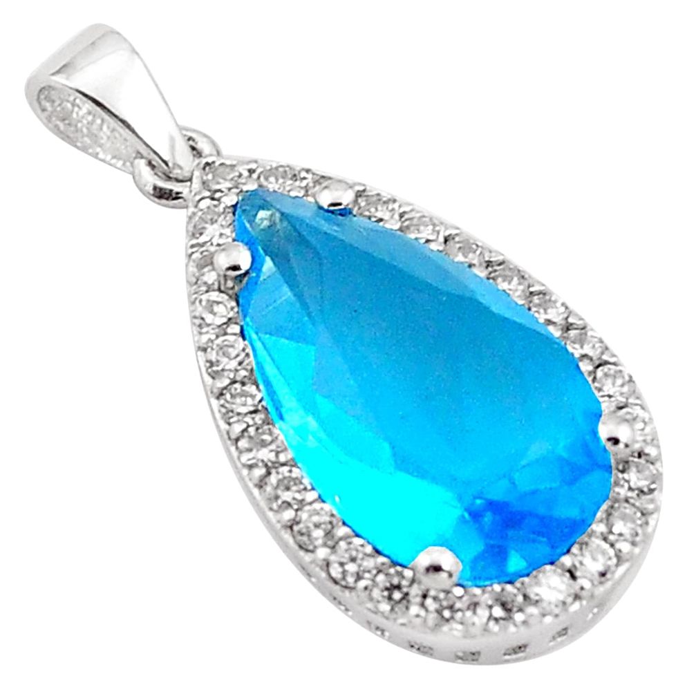 4.47cts blue quartz 925 sterling silver pendant jewelry c4425