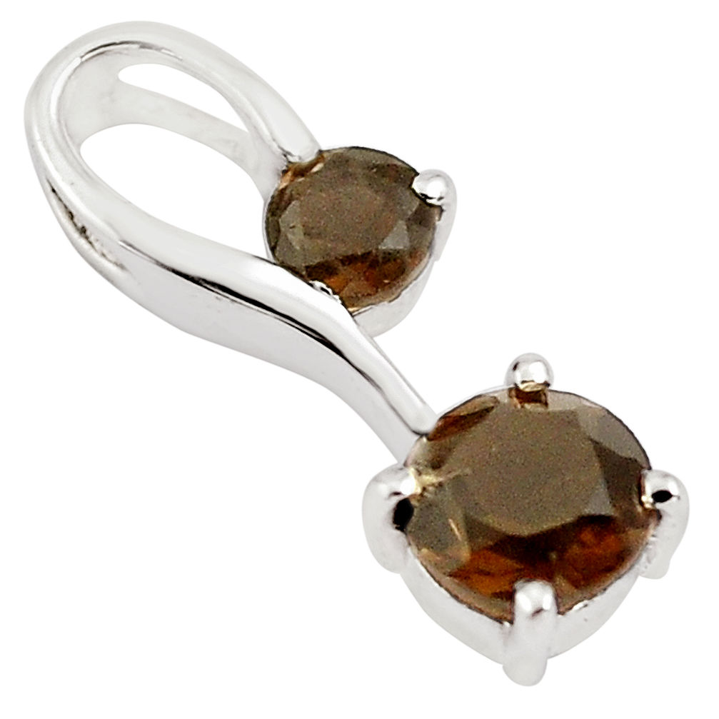1.78cts brown smoky topaz 925 sterling silver pendant jewelry p82090