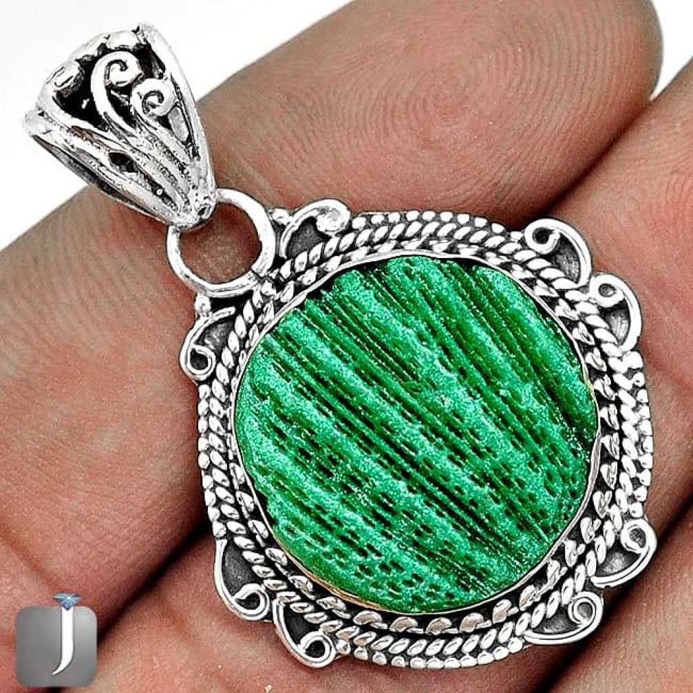13.12cts CHARMING GREEN CARDITA SHELL 925 STERLING SILVER PENDANT JEWELRY G31689