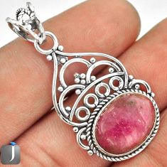 6.95cts DAINTY PINK RHODONITE 925 STERLING SILVER PENDANT JEWELRY E3638