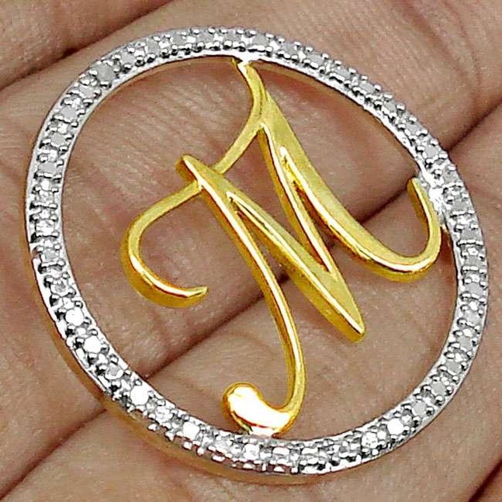 DELUXE DIAMOND 14K YELLOW GOLD INITIAL LETTER M CHARM PENDANT JEWELRY H19842