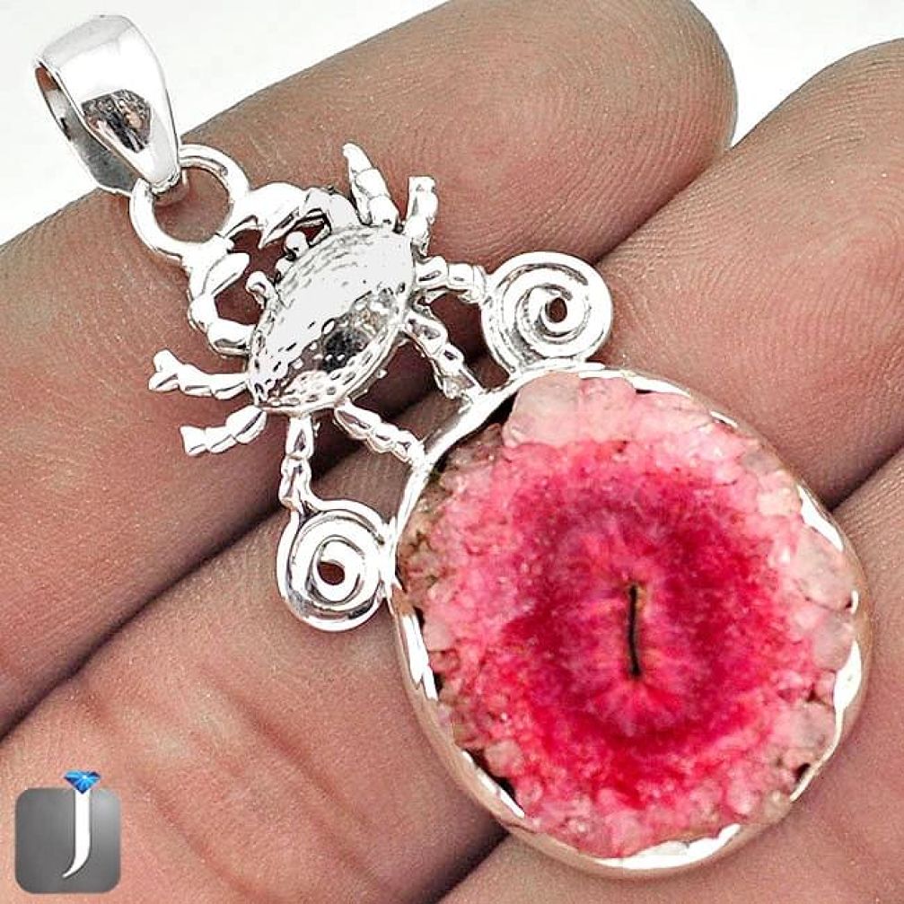 19.41cts EXCELLENT PINK DRUZY 925 STERLING SILVER CRAB PENDANT JEWELRY G27838