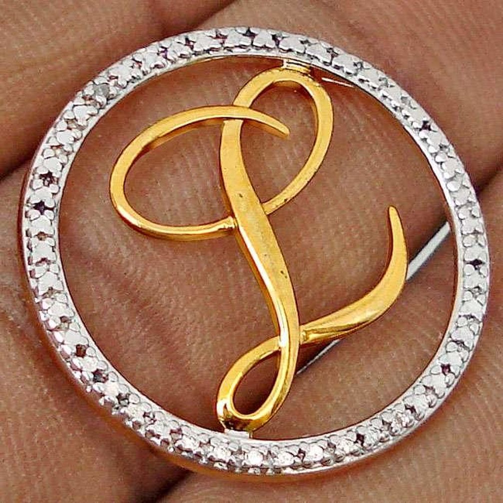 EXOTIC NATURAL DIAMOND 14K YELLOW GOLD INITIAL LETTER L CHARM PENDANT H19856